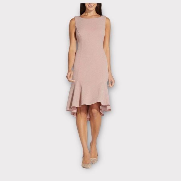 Adrianna Papell Dresses & Skirts - Adrianna Papell | Metallic-Knit Cowl-Bac Fit & Flare Dress | Blush | Size: 8